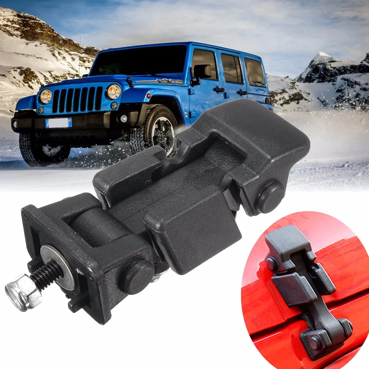 

1PC Black Car Hood Catch Lock Bracket Latches Buckle Holder For Jeep For Wrangler 2007-2016