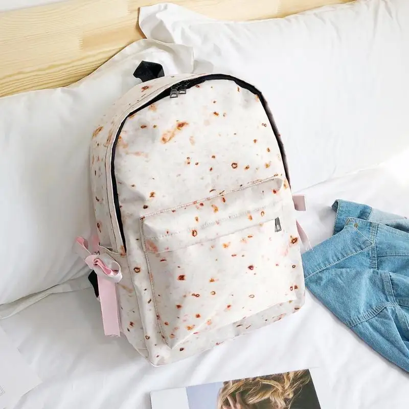 

Large Capacity Canvas Backpack Women Mexican Roll Pattern Printing Casual Lady Preppy Casual School Bag for Students Back Pack