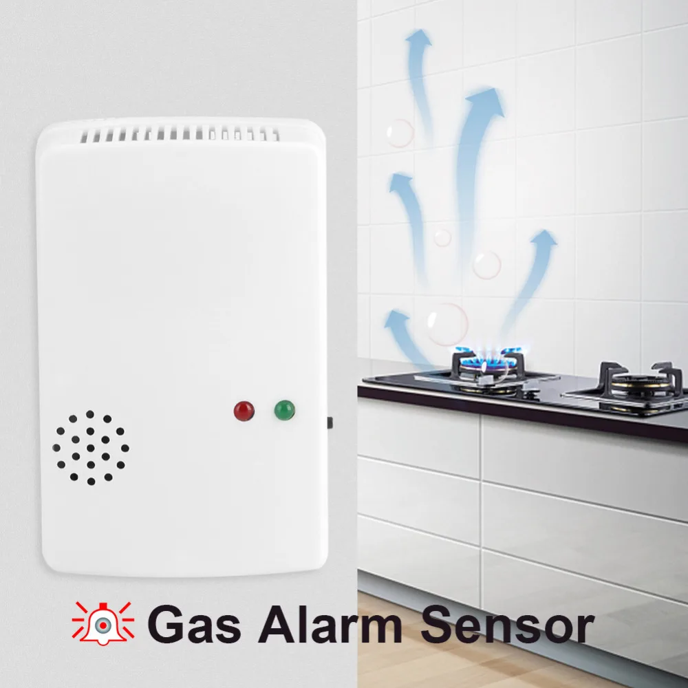 

Door Gas Alarm 85db Sensor Warning Sensor Detector Home Security Smoke Flash Siren Tool with Indicator Light