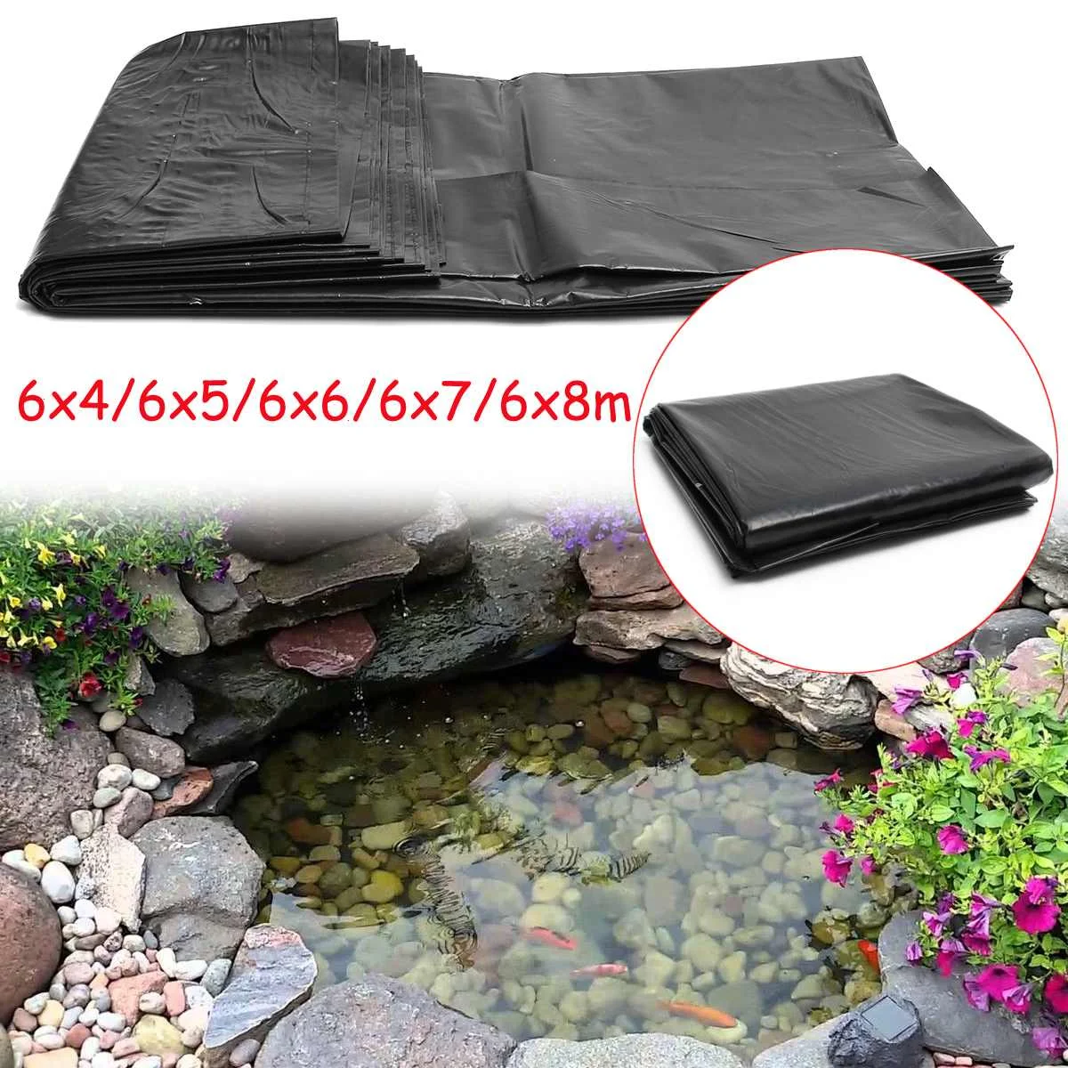 

HDPE Fish Pond Liner Rubber Waterproof Membrane Garden Pond Landscaping Pool Thick Liner Cloth 6x8m / 6x7m / 6x6m / 6x5m / 6x4m