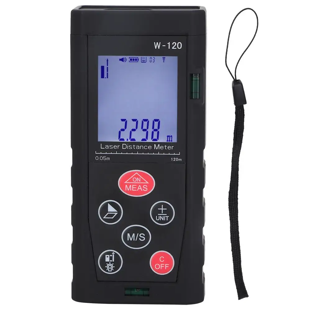 Laser RangeFinders W-120 Black Double Horizontal Bubble Laser Distance Meter Digital Rangefinder Measuring Tool Black