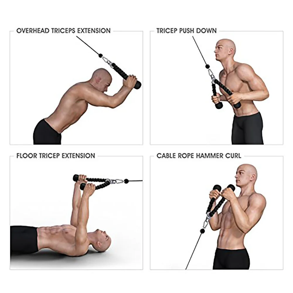 Tricep Rope Pull Down 27 inch Rope Length, Easy to Grip & Non Slip