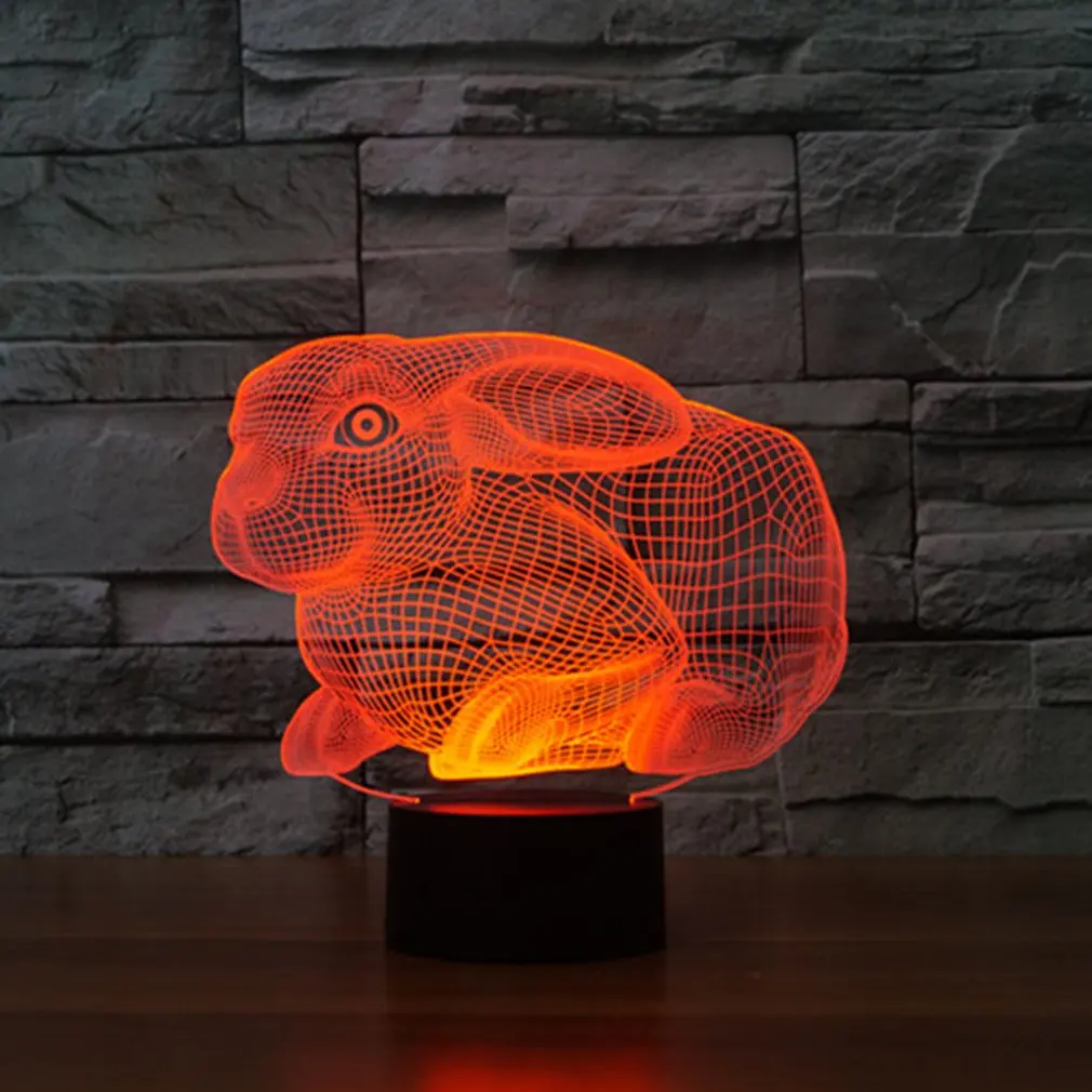 

Rabbit Shape Touch Table Lamp 7 Colors Changing Desk Lamp 3D Lamp LED Night Light Stereoscopic Illumination
