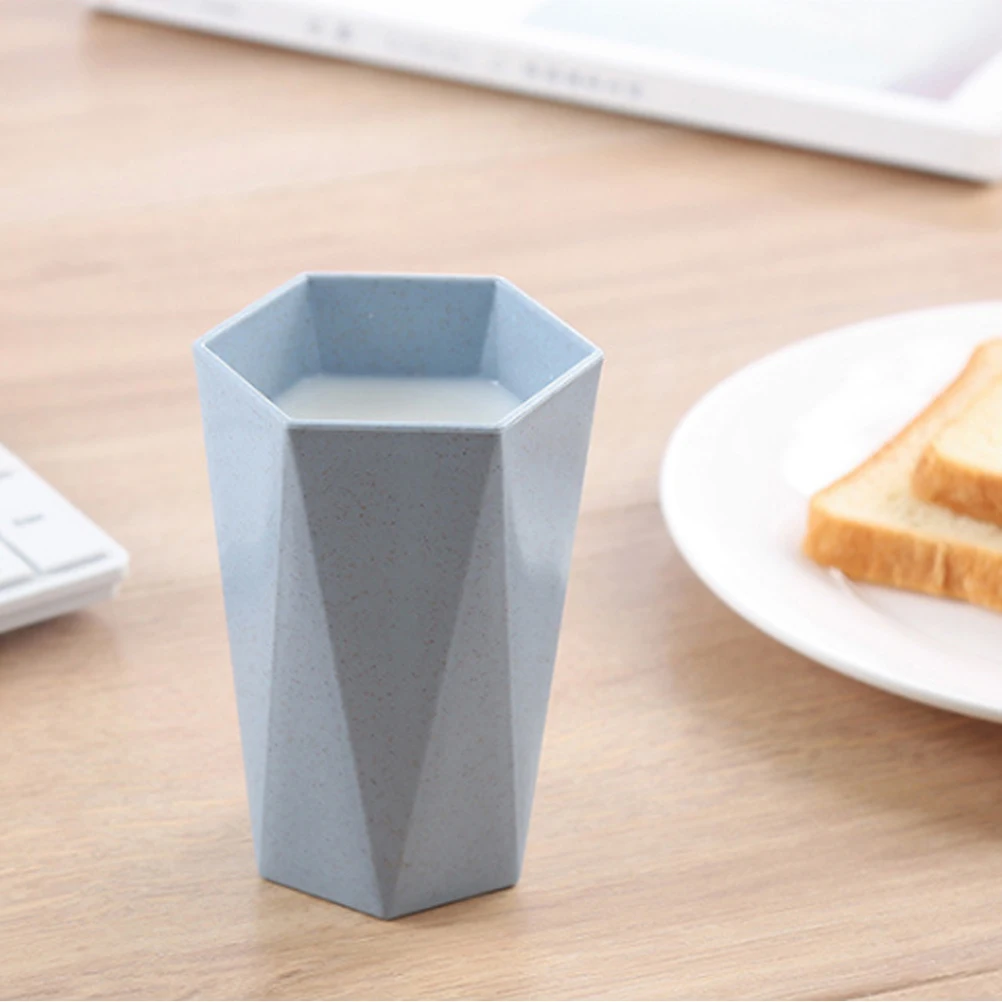 

2pcs Wheat Straw Biodegradable Bathroom Toothbrush Tumbler Cup Diamond Shaped Brush Cup Toothbrush Holder Toothpaste