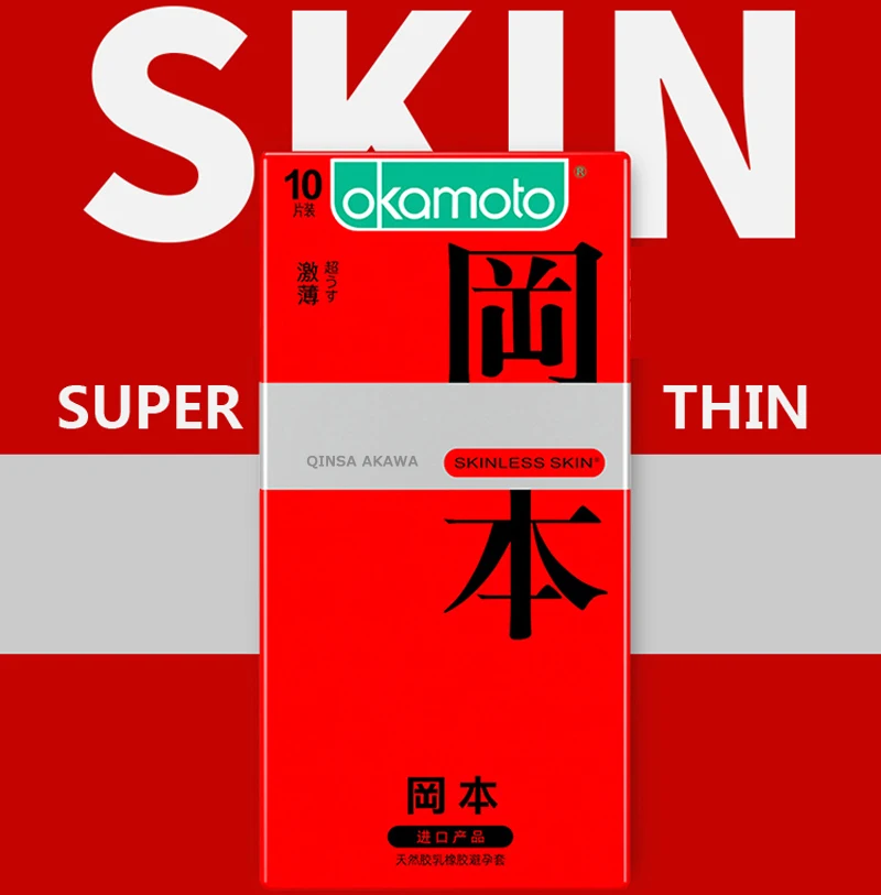 Ceny 20 sztuk japonia Okamoto gumowe prezerwatywy bez skóry Ultra cienkie Sensation Penis Cock Sleeve naturalne lateksowe intymne towary seks zabawka dla mężczyzn