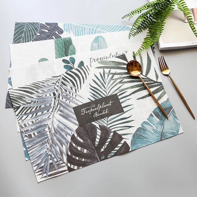 

Nordic Creative PVC Placemat Ink Painting Cactus Rainforest Insulation Pad Waterproof Non Slip Table Decoration