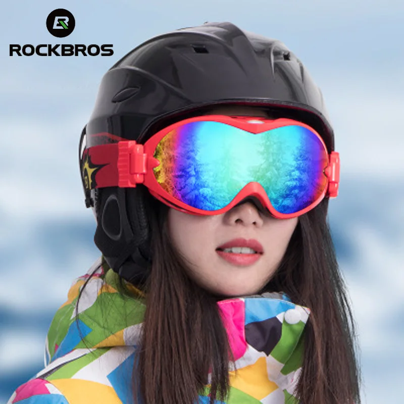 ROCKBROS ski goggles Double Layers PC Lens Big Mask UV400 Anti fog