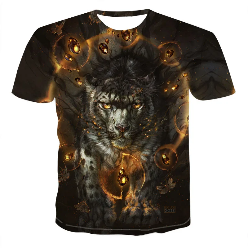 

Brand Tiger / Harajuku Wolf 3D T-shirt Black Shirt White T-shirt Animal T-shirt Clothes Large size Men's Men's Casual Punk S-6XL