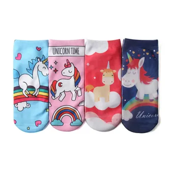 

Hot 3D Unicorn Print Unisex Men Women Casual Low Cut Socks Cotton Blend Animals Pattern Socks Hosiery 5 Color Christmas Gift