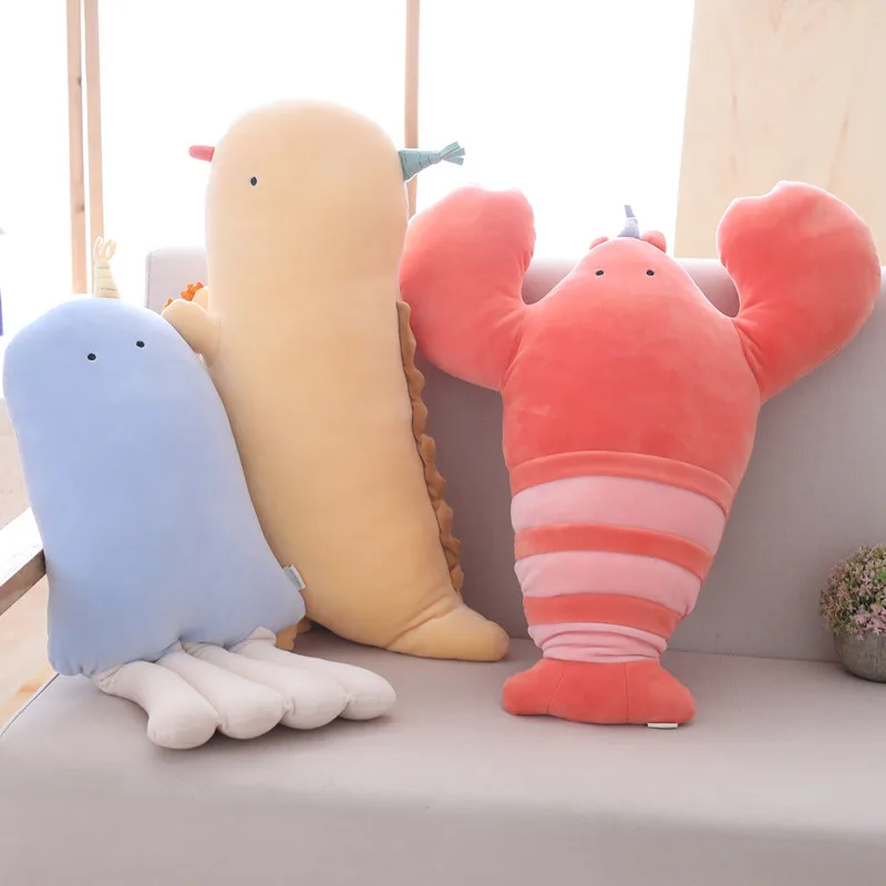 

50cm Cartoon Marine Life Plush Pillow Jellyfish Lobster Animal Plush Toy Large Pillow Kids Birthday Gift