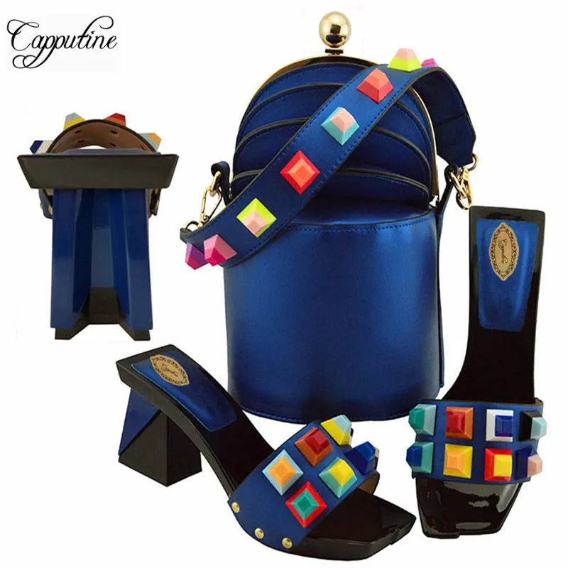 Latest Fashion PU Leather Shoes And Bags To Match Set Nigerian Woman Shoes With Bag Set Bag Set For Wedding On Stock MD011