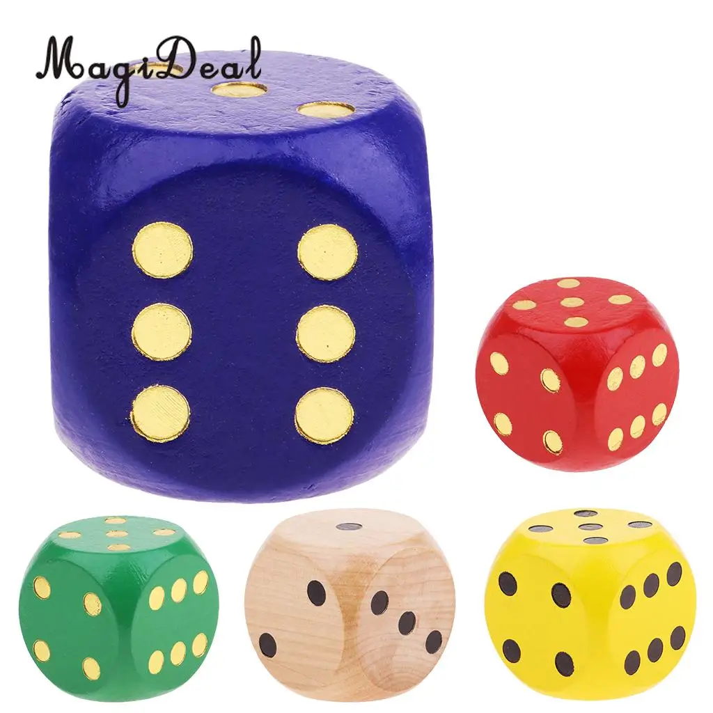 

Extra Large Wooden Dice with Rounded Corner D6 Six Sided Dice 5cm Blue