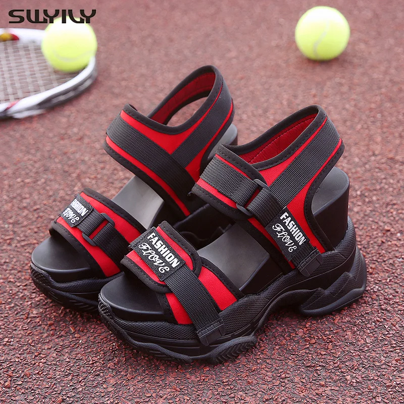 SWYIVY Red Shoes Chunky Sandals Woman White Summer Shoes For Women Platform Sandal 2019 Inreased Casual Sandals Espadrille SWYIVY Red Shoes Chunky Sandals Woman White Summer Shoes For Women Platform Sandal 2019 Inreased Casual Sandals Espadrille
