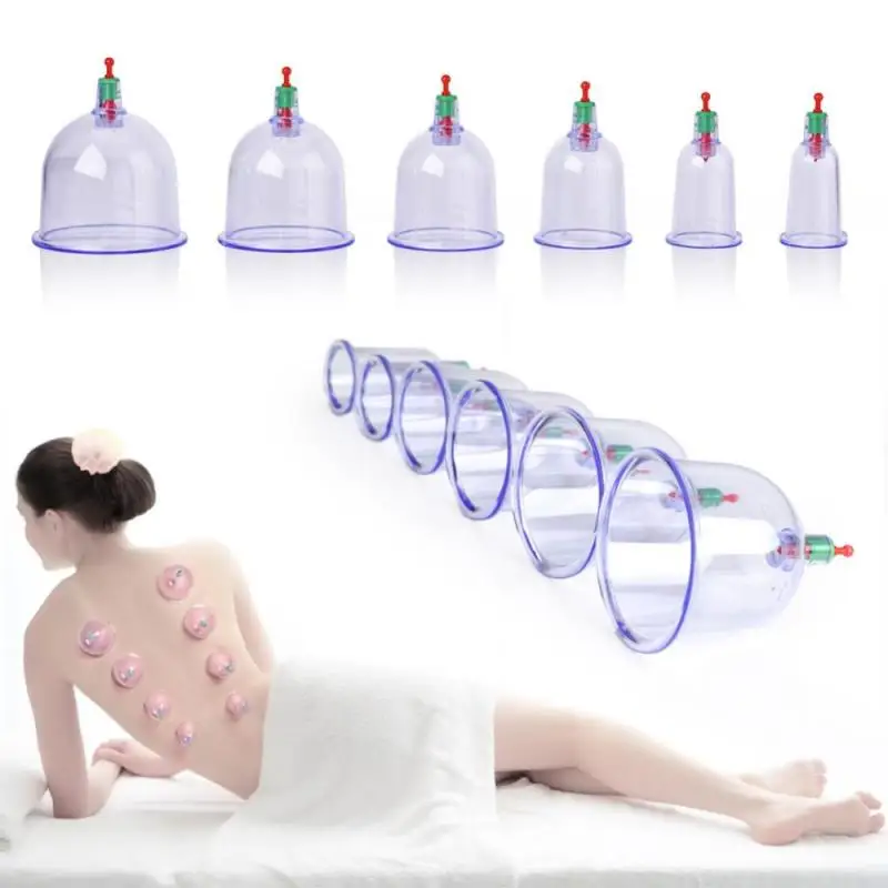 New 12Pcs Body Suction Cup with Suction Pump Acupunture Massage Set Vacuum Cupping Body Relaxation Healthy Massage Set