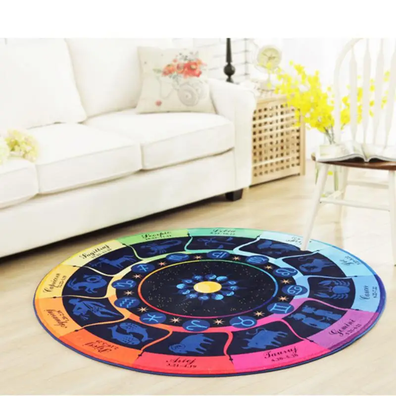 

80x80cm Fashion 12 Constellations Round Carpet For Parlor Anti-Slip Modern Living Room Round Rug Carpets Home Outdoor Using