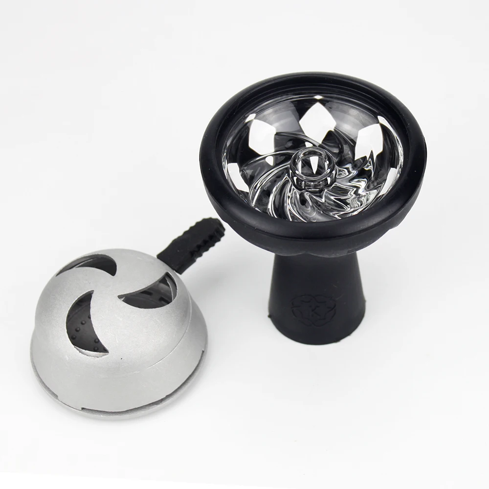 

Silicone&Glass Shisha Bowl with Crescent Hookah Kaloud Narguiles Sheesha Narguile Chicha Hookh Tobacco Bowl and Charcoal Holder