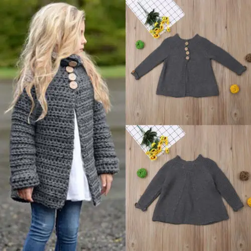 Детский вязаный свитер для маленьких девочек, кардиган, верхняя одежда, теплый джемпер, пальто, куртка