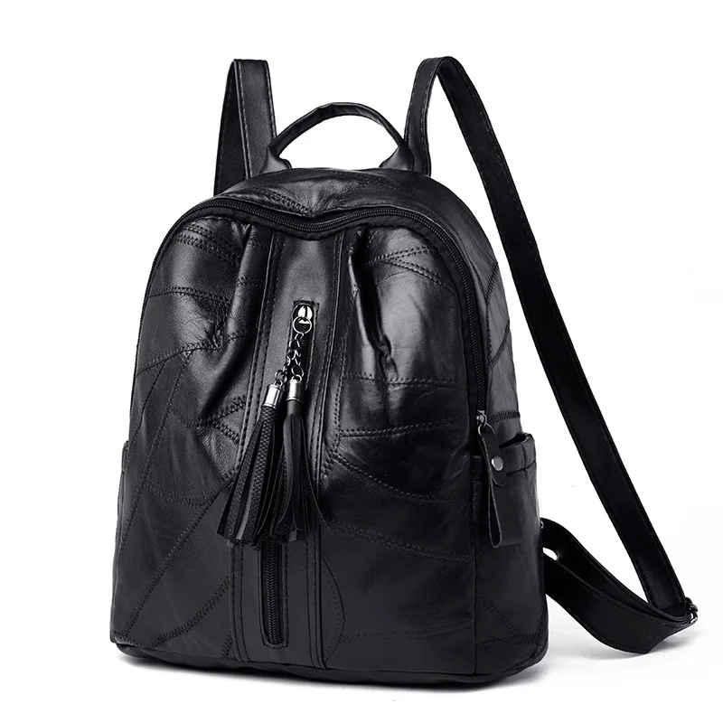  Witfox genuine leather Preppy Style Backpack for college school bag pack carry book package tassel  - 33012101868