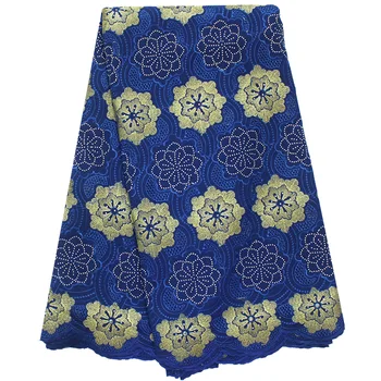 

Royal Blue Nigerian Lace fabrics 2019 African Swiss Voile Lace in Switzerland High Quality Embroidered Cotton Lace For Wedding