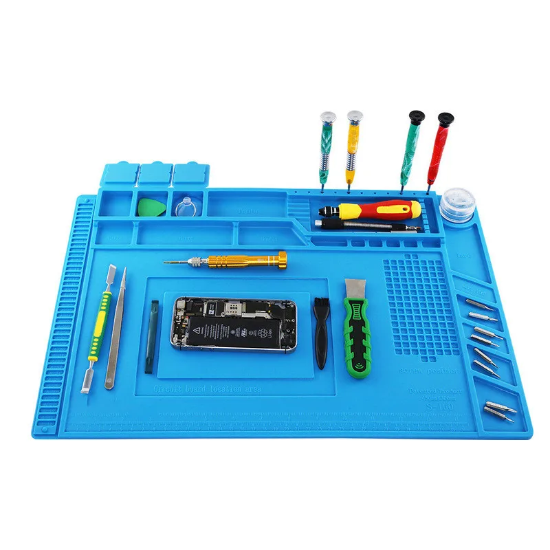 

S160 45x30mm Magnetic Heat Insulation Silicone Soldering Pad Desk Mat Maintenance Platform For BGA Soldering Repair Station New