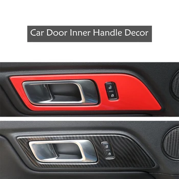 

2Pcs/Set Car Door Inner Handle Frame Cover Interior Mouldings Trim Stickers ABS Fit For Ford Mustang 2015 2016 2017 Accessories