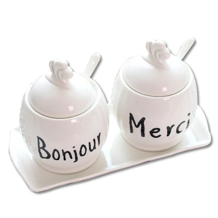 Tarro de Especias Salero para Cocina TaoToa Azucarero de Cer/áMica con Tapas y Cucharas-Contenedor de Condimento de Porcelana con Etiquetas de Pizarra