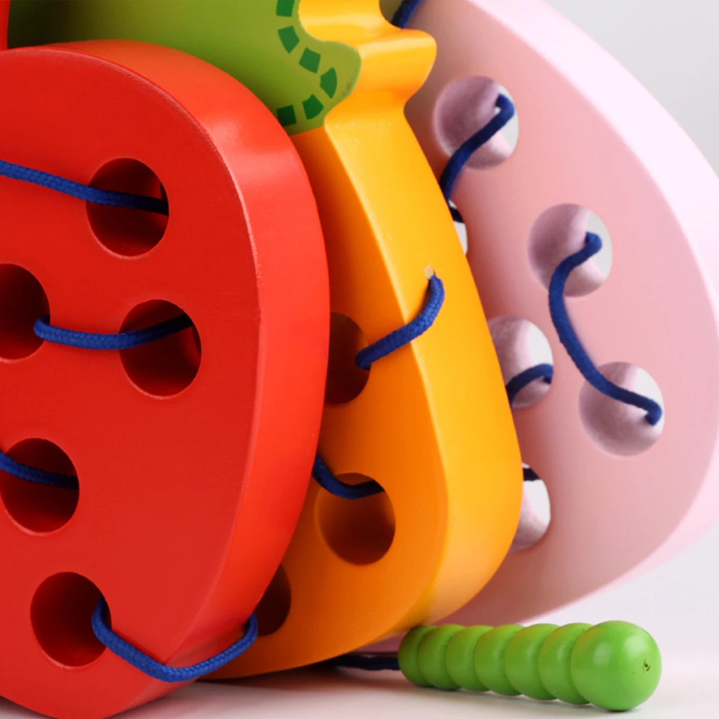  Kids Children Educational Toy Wooden Threading Apple Pineapple Strawberry Watermelon Fruit Lacing T - 32980686570