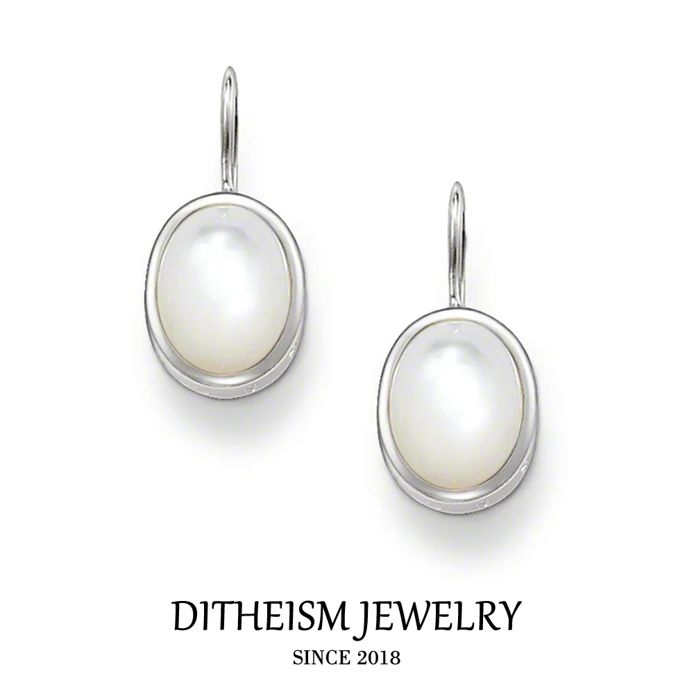 

White Oval Opal Swan Neck Drop Earrings, 2018 New Fashion Jewelry Romantic 925 Sterling Silver Gift For Women