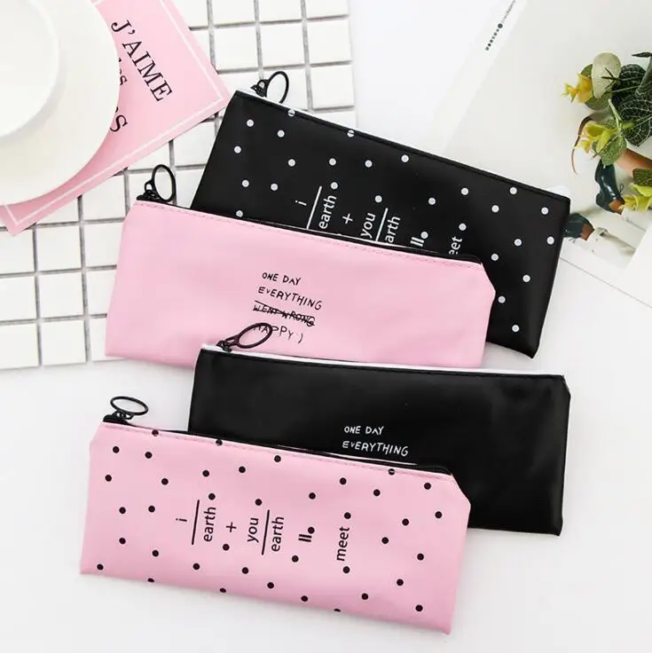 

Ellen Brook 1 Piece Simple Style Fashion Solid Dot New Pen Pencil Bag Canvas School Office Supplies Stationary Receive Case