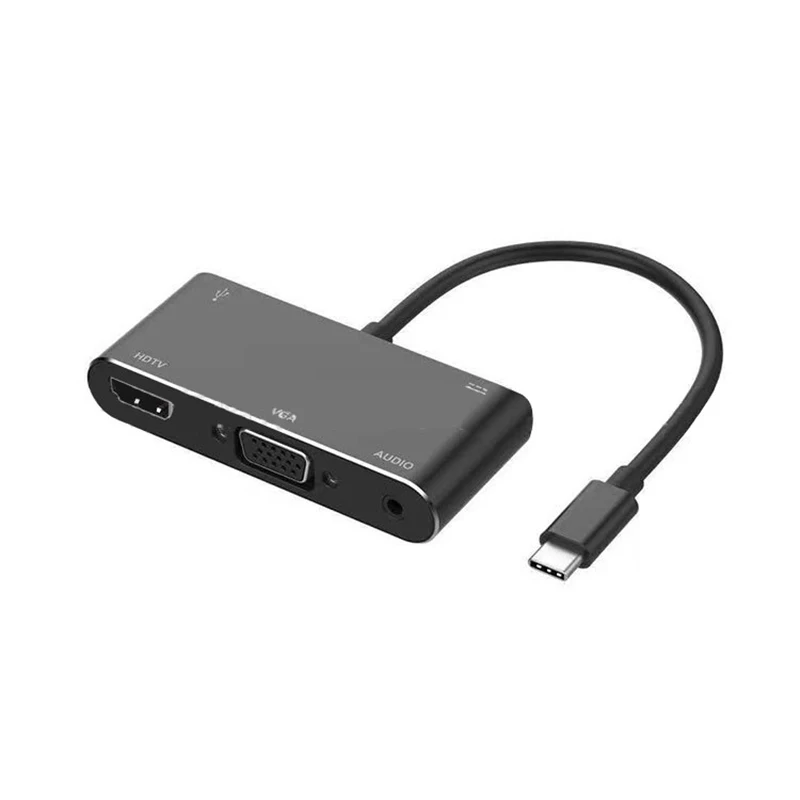  Type C To Hdmi 4K Vga Hdtv + 3.5Mm Audio Video Adapter Pd Charger For Macbook Google Chromebook Lap