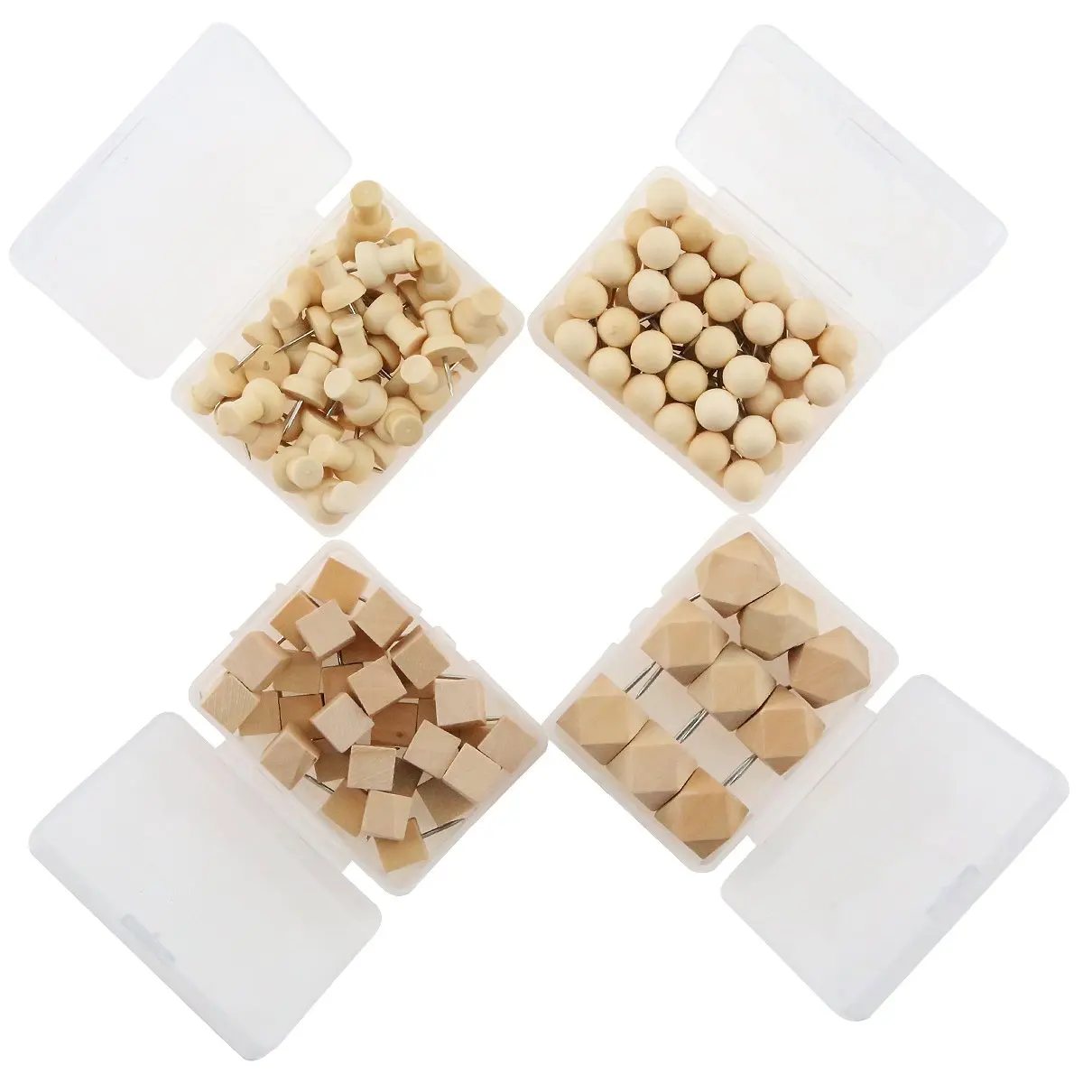 

Wood Push Pins,Combine Octagon IN-Shape Round Square Wooden Thumb Tacks Decorative For Cork Boards Map Photos Posters Calendar