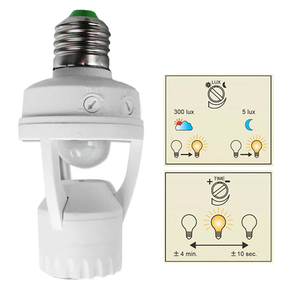 E27 PIR Sensor Lamp Holder 360 Degrees Induction Motion IR Infrared Human Socket LED Light Switch Base  | Bedroom Sets -33005494667