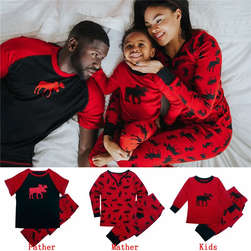

Christmas Sleepwear For Mom Dad And Baby 2018 Family Matching Pajamas Set Reindeer Printed Men Women Kids Sleepwear Nightwear