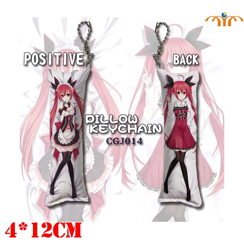 

12cm Dakimakura Date A Live Figure Pillow Keychain Yatogami Tohka Double-sided Hanging Ornament Mini Pillow Cute Bag Pendent