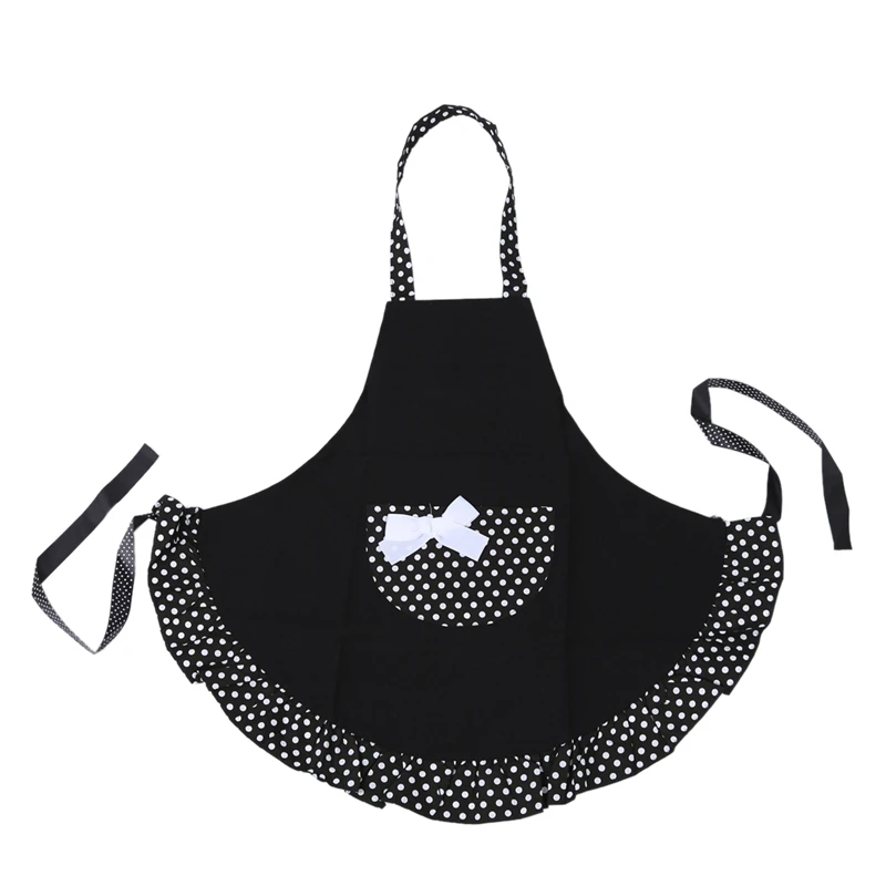 

Lovely Cotton Polka Dot Pattern Working Chefs Kitchen Cooking Cook Women's Bib Apron with Bowknots Pockets Design Great Gift F