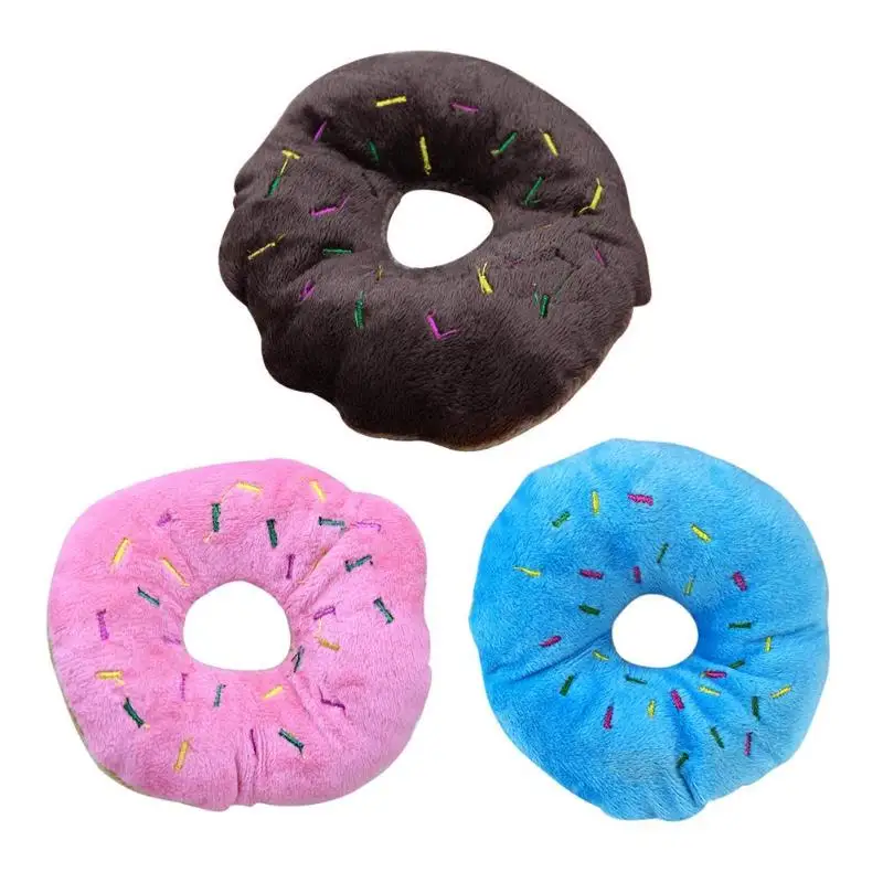 Забавный питомец жевательный плот Speelgoed Huisdier Producten Leuke Donuts Puppy Kat Piepend Piepende Pluche Geluid