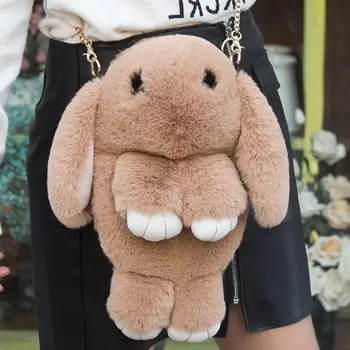 

PinShang Women Cute Cartoon Rabbit Sling Bag Fluffy Bunny Shoulder Crossbody Bag