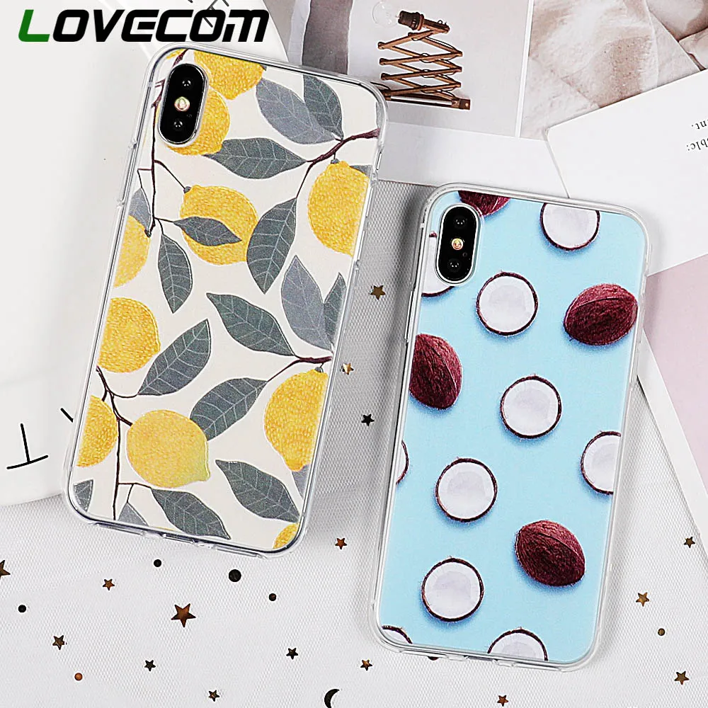 

LOVECOM Cute Emboss Fruit Pattern Cases For iPhone XS Max XR XS X 6 6S 7 8 Plus Ultra-thin Soft TPU Phone Back Cover Couple Gift