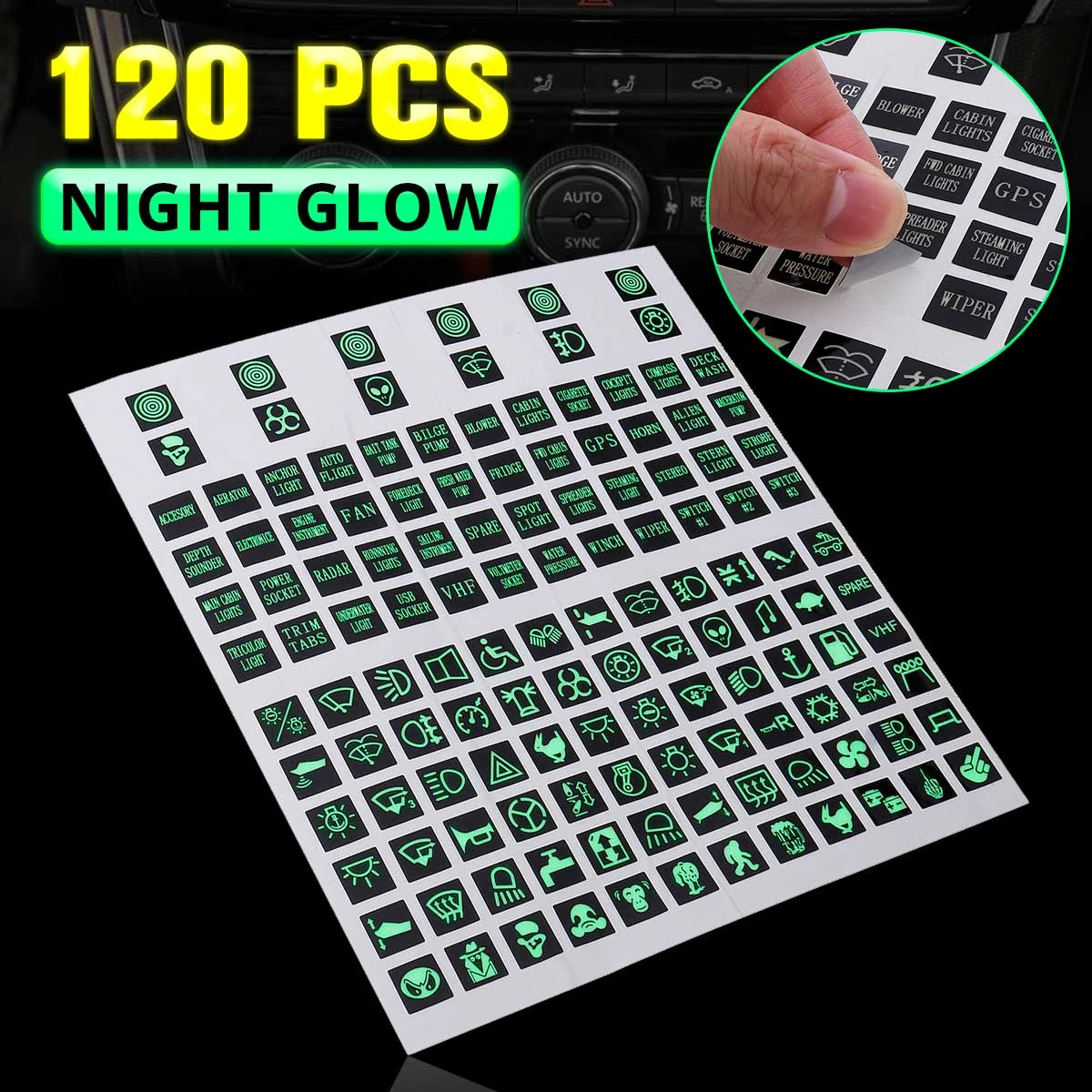 Universal Sticker Rocker Switch Label Decal Circuit Panel Luminous Sticker For Car Marine Boat Truck Instrument Switches Relays