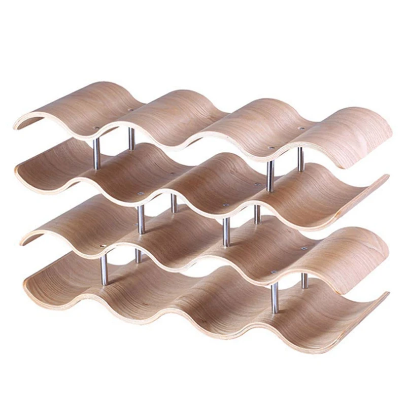 

Wooden Wave Wine Rack/Creative Home Grape Wine Shelf Wine Cabinet/Solid Wood Bottle Rack (4 Layers 42.5x15.5x24Cm)