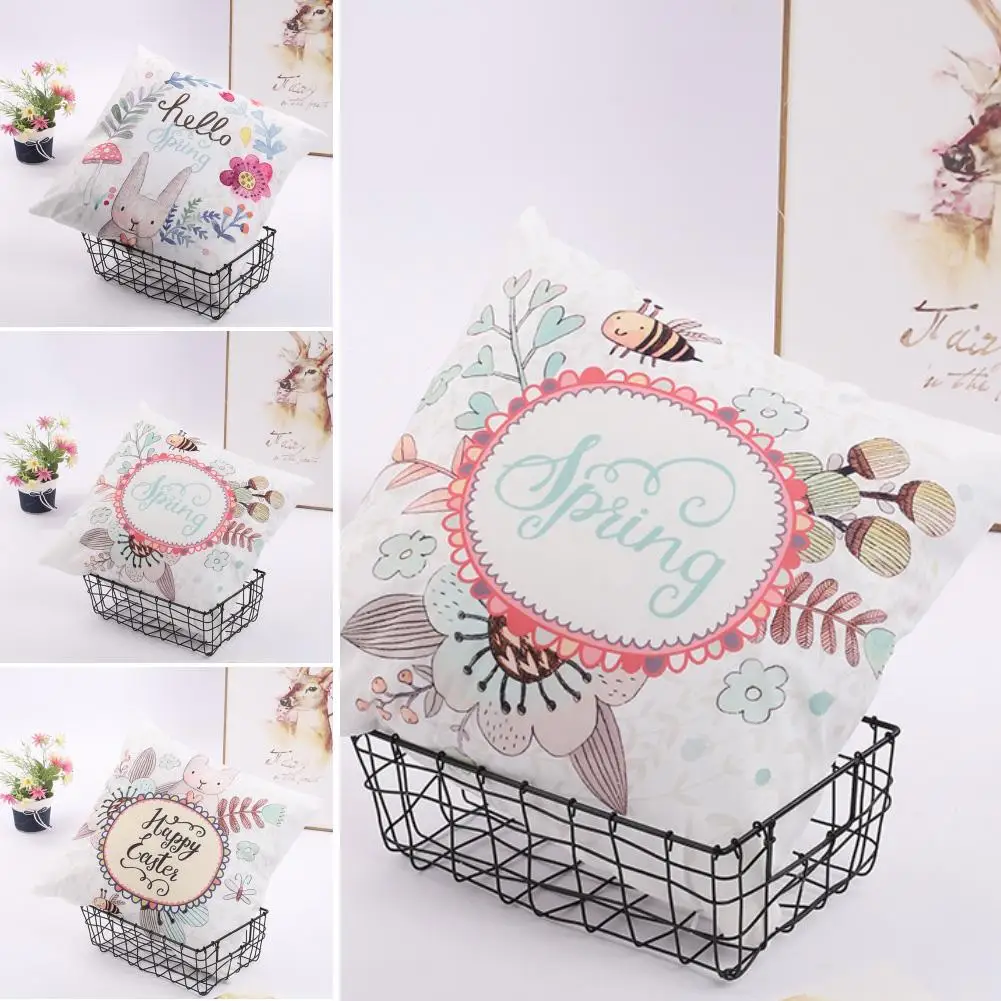 

Lovely Cartoon Rabbit Printing Decorative Pillowcases Polyester Throw Pillow Case Pillowcase Home Bed Cover Easter Pillow Cases