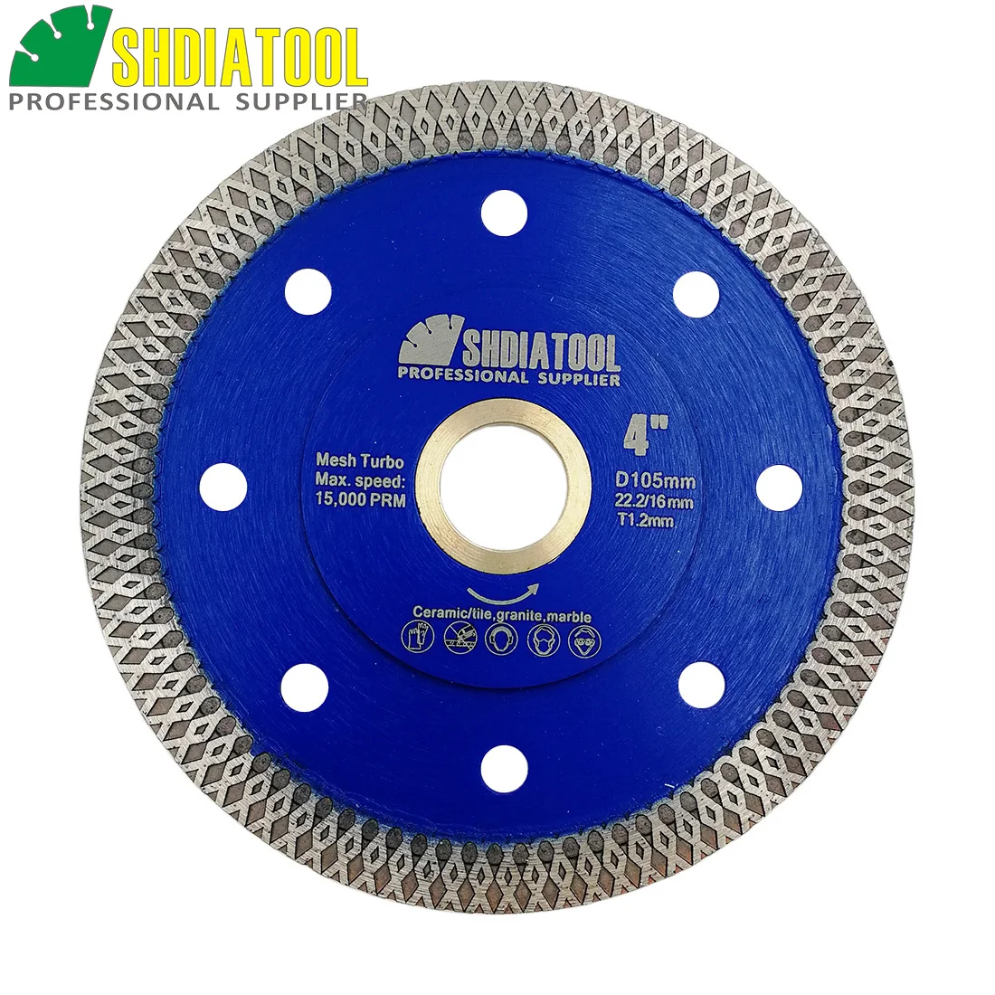 SHDIATOOL 2pcs Diamond Cutting Disc X Mesh Turbo Rim Segment Saw Blade Dia 4in/105mm Diamond Wheel Cutting Ceramic Marbel Blade