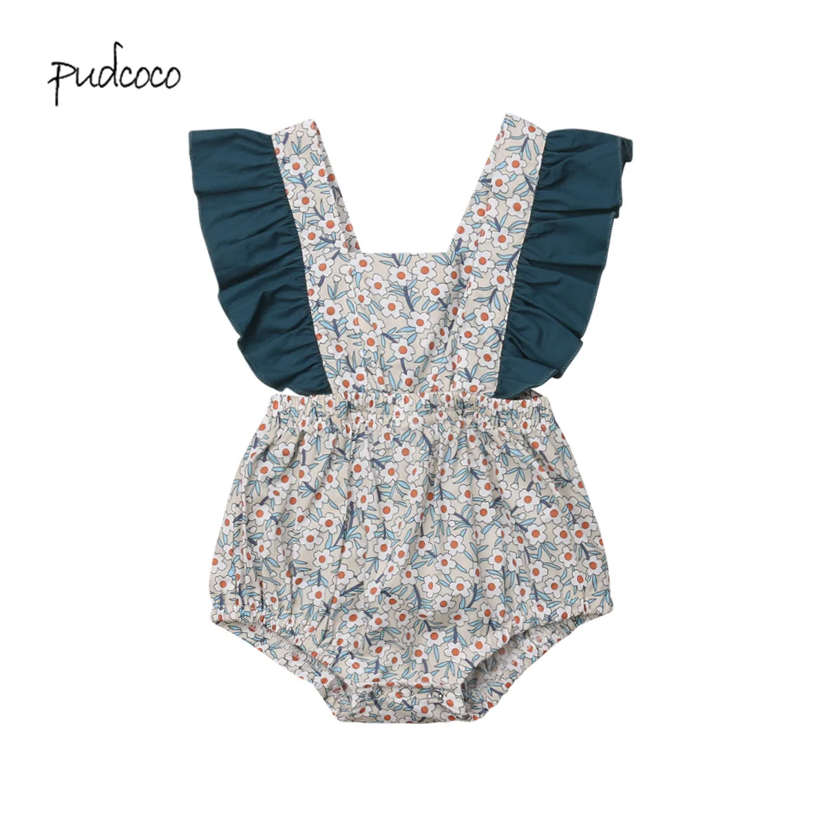 Pudcoco/ брендовый комбинезон с цветочным принтом и оборками для новорожденных девочек, комбинезон, пляжный костюм для детей 0-24 месяцев