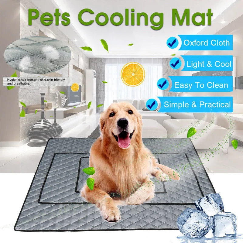 

Pets Cat Dog Relief Cooling Ice Silk Mat Non-Toxic Cool Pad Bed Indoor Summer Chilly Mat