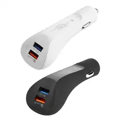 Универсальный QC3.0 автомобильное зарядное устройство Dual USB кожаный мобильный телефон адаптер планшета