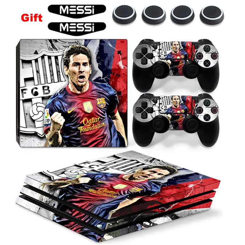

MESSI Vinyl Sticker Decal For Sony Playstation 4 PS4 Pro Console Protective Skin & Light Bar Stickers & Silicone Caps