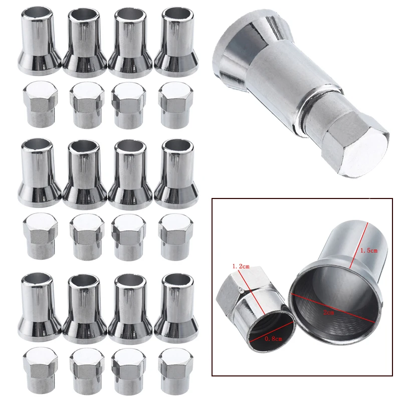 

12Pcs TR413 Car Tire Wheel Tyre Valve Stem Hex Cap & Sleeve Covers Aluminium