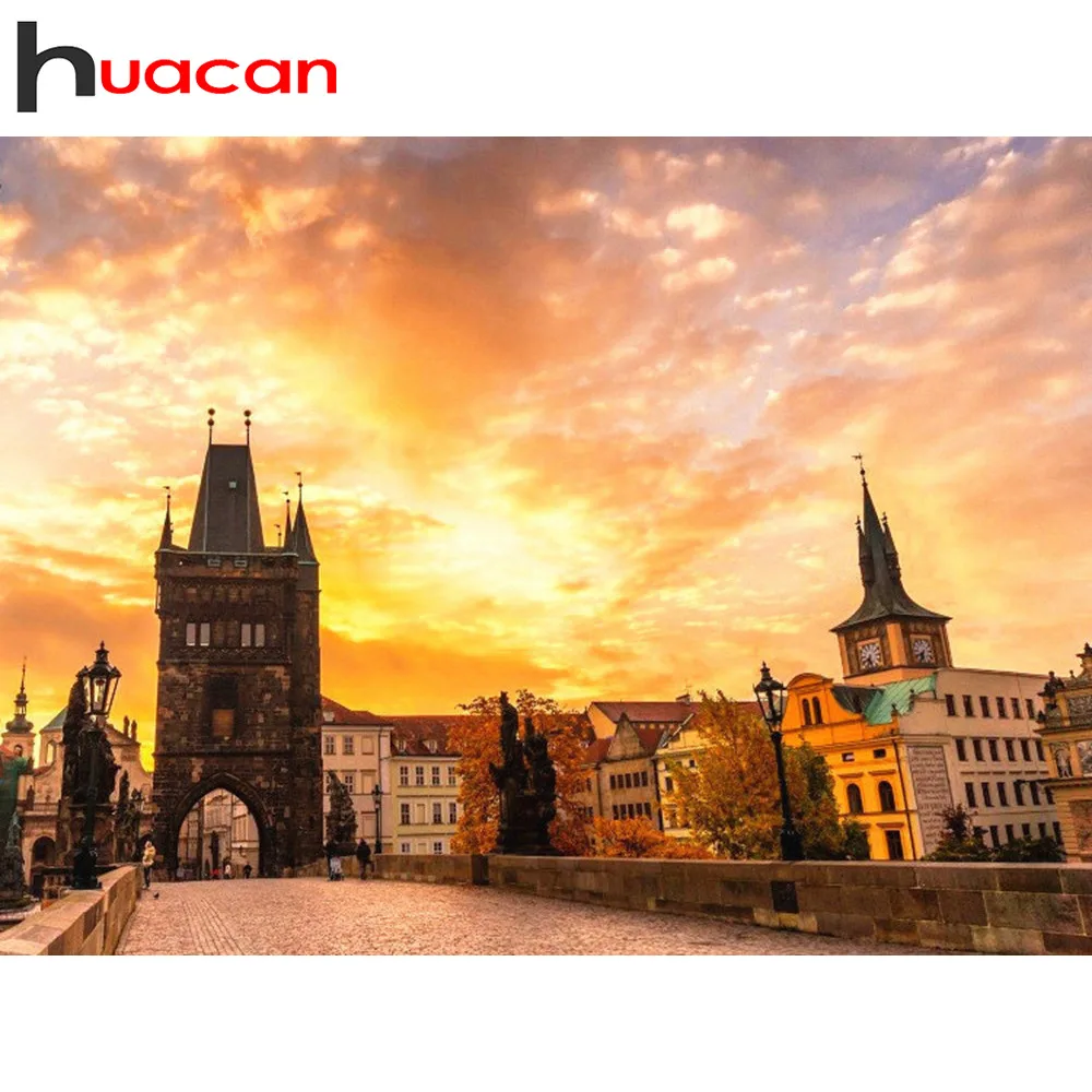 

Huacan 5D DIY Diamond Painting Scenic Castle Full Square Embroidery Sale Rhinestone Pictures Diamond Mosaic Home Decor Gift