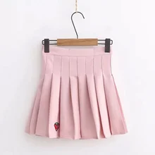 Мори девушка свежий стиль осенние юбки для женщин Новое искусство клубника вышивка одноцветная Милая плиссированная мини юбка женская Kawaii Saias