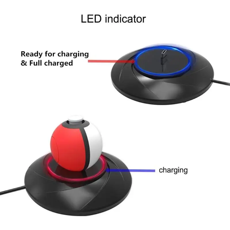 

Charger Dock Station Stand Holder for Pokeman Pokeball Charging Cable with Charging State Indicator for Switch Pokeman Pokeball